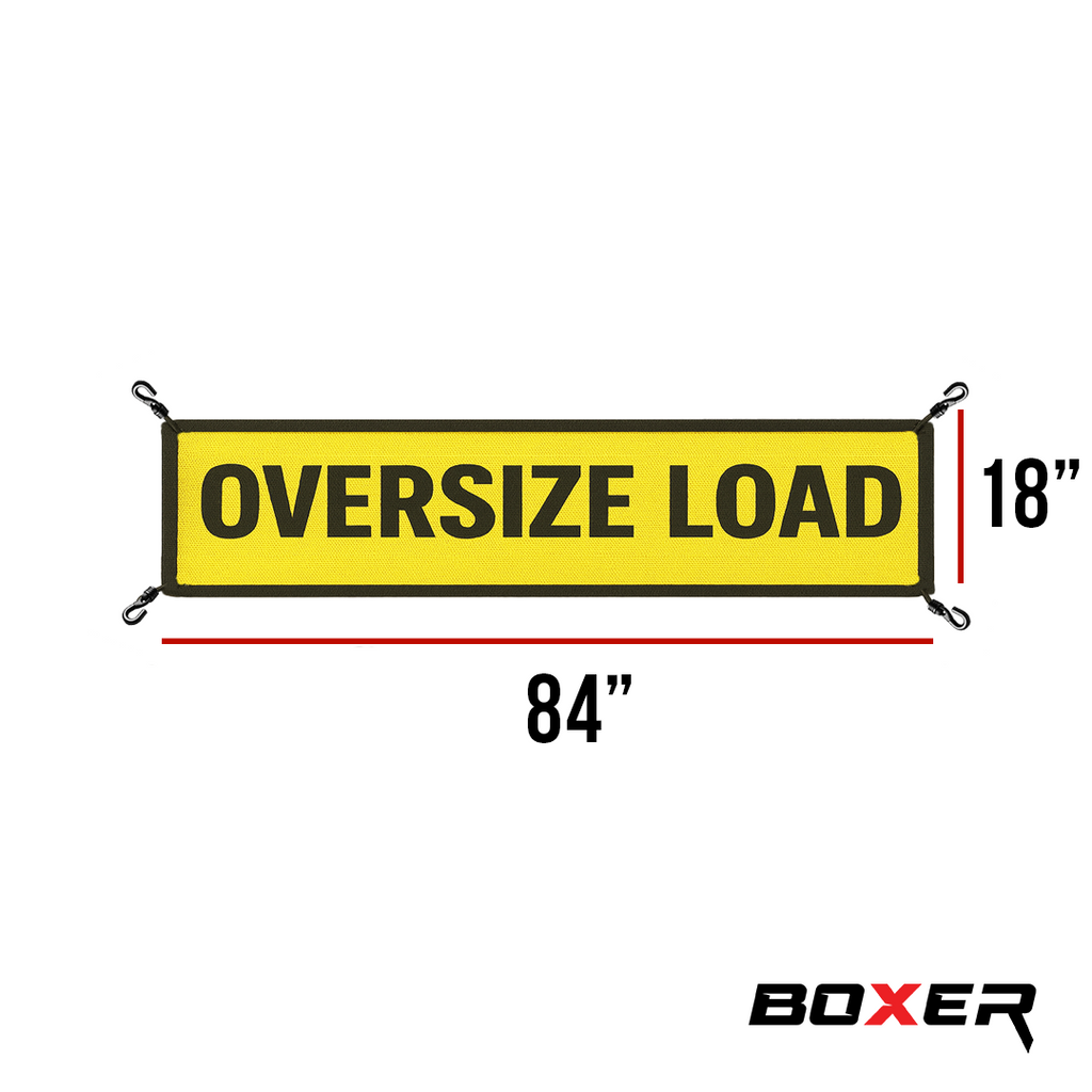 Ultimate Oversize Load Safety Kit: 18" x 84" Mesh Banner & 4-Pack Red Warning Flags with Bungee Hooks