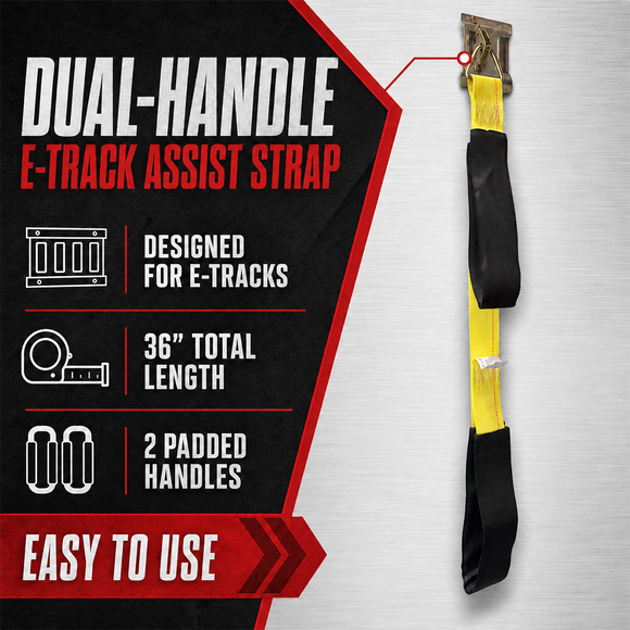 E-Track Pull-Up Assist Strap, 36-Inch Trailer Access Dual Handle with Delta Ring Fitting, Heavy-Duty Reinforced Webbing,