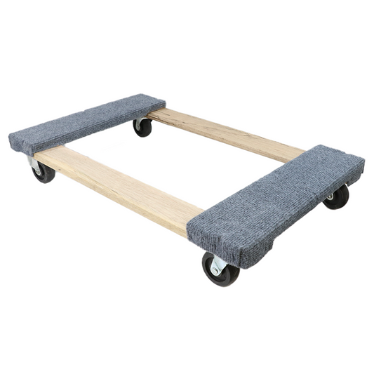 Boxer 18” x 30” Solid Wood Furniture Moving Dolly with 3" Caster Wheels and Gray Carpeted Surface Protection