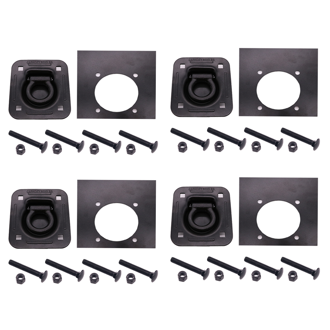 thumbnail image 2 of Tie 4 Safe 4-Pack Recessed Rotating Pan D-Rings - For Flatbed, Enclosed Trailer, Truck, Motorcycle Tie-Down 2 of 4