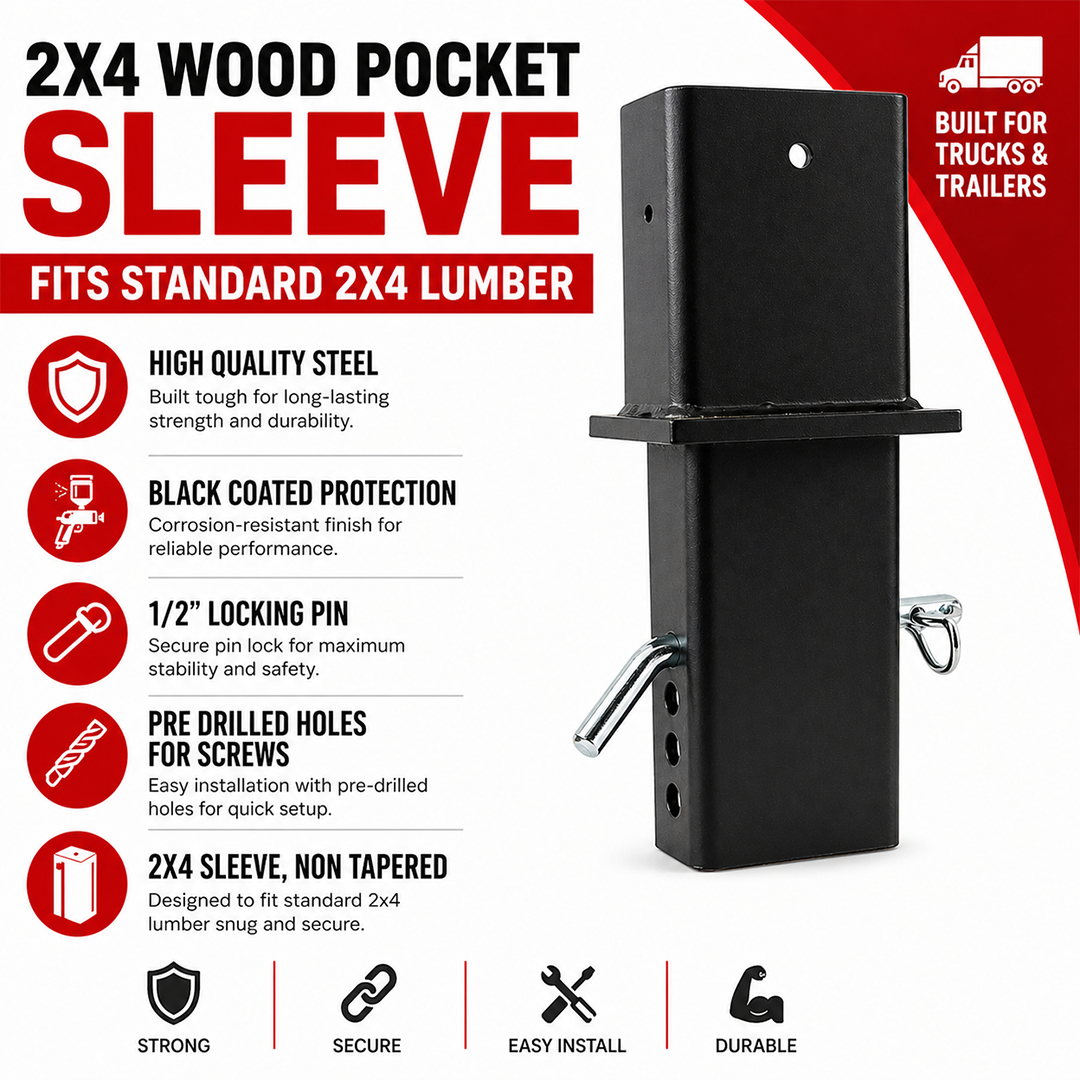 BoxerTool 2x4 Truck Stake Square Sleeve 2 Pack: Elevate Your Hauling with Premium 2x4 Wooden Stakes Enhancement