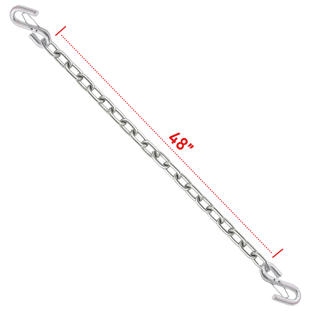 3/16" x 48" Zinc-Plated Grade 30 Trailer Safety Chain with Dual Safety Latch Hooks