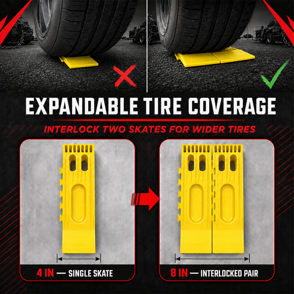 Tire Skates for Tow Trucks - 4 Pack Interlocking Wheel Skids