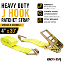 Boxer 4" x 30' Heavy-Duty Ratchet Tie Down with J Hooks - 16,200 lbs Breaking Strength-4