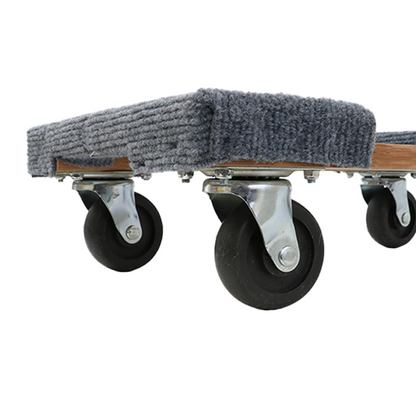 Boxer 18” x 12” Solid Wood Furniture Moving Dolly with 3" Caster Wheels and Gray Carpeted Surface Protection