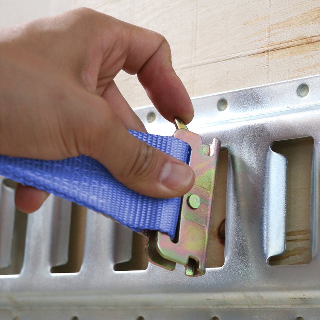 E-Track Rail Tie-Down Kit (5' Galvanized E-Track with 2" x 20' Blue Straps)