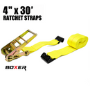 Boxer 4" x 30' Heavy-Duty Ratchet Tie Down with Flat Hooks - 16,200 lbs Breaking Strength-5