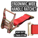 E-Track Wheel Chock Tie-Down Strap – 2" x 8' Heavy Duty Ratchet Strap, 4,400lb Break Strength, Secure Tire Bonnet for ATV, UTV, Lawn Mowers & Equipment Transport-4