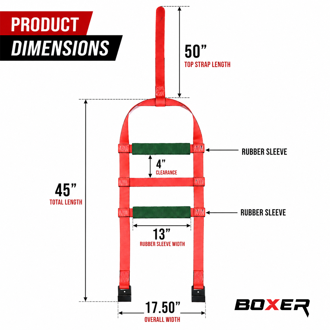 Boxer EliteGrip 2" x 8' Premium Wheel Basket Tire Holder with Flat Hooks and High-Performance Rubber Sleeves