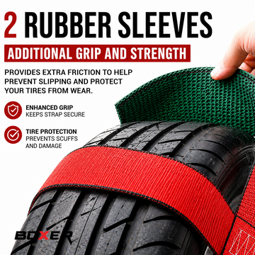 Boxer EliteGrip Pro 2" x 8' Premium Wheel Basket Tire Holder with Snap Hooks and High-Performance Rubber Sleeves - 0