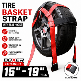 Boxer EliteGrip 2" x 8' Premium Wheel Basket Tire Holder with Flat Hooks and High-Performance Rubber Sleeves - 0