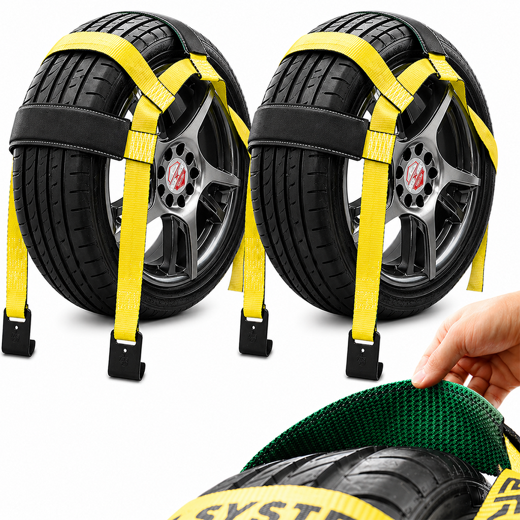 Boxer SureGrip 2" x 8' Wheel Basket Tire Holder with Flat Hooks and Grip-enhancing Rubber Sleeves