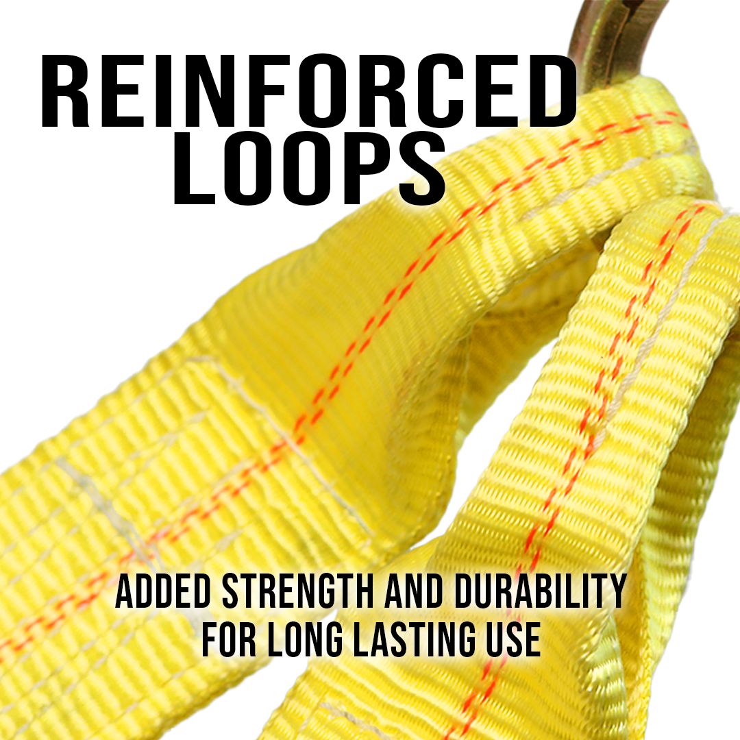 Boxer Ultimate Power 3" x 36" V-Bridle Towing Tie-Back Strap with 15" Forged Tow Hook and T Hook