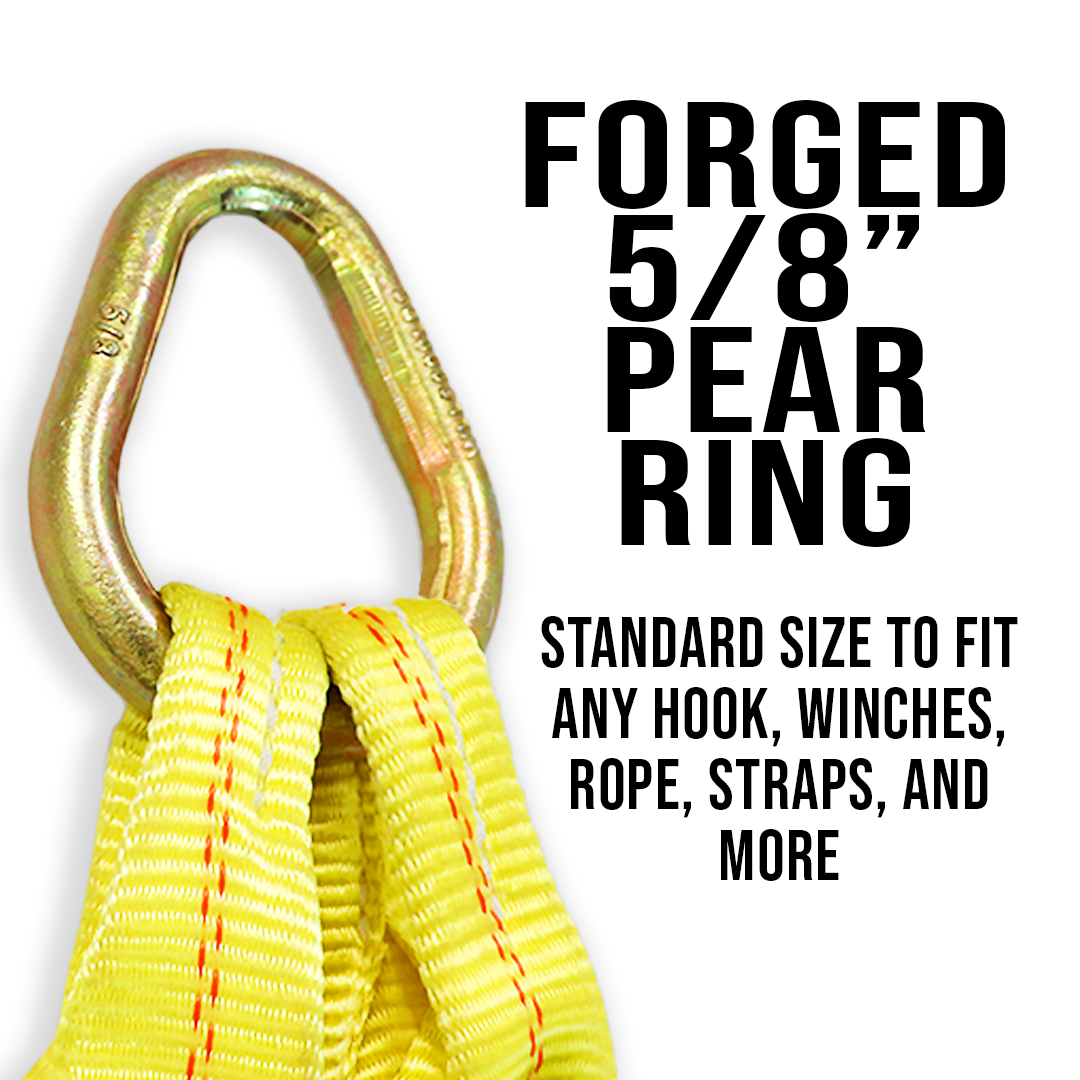 Boxer Ultimate Power 3" x 36" V-Bridle Towing Tie-Back Strap with 15" Forged Tow Hook and T Hook