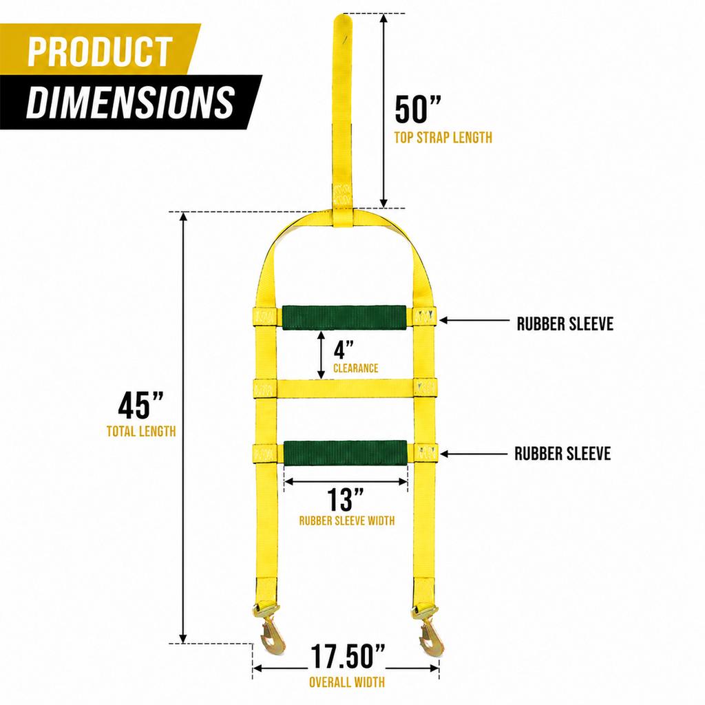 Boxer SureGrip 2" x 8' Wheel Basket Tire Holder with Snap Hooks and Grip-enhancing Rubber Sleeves