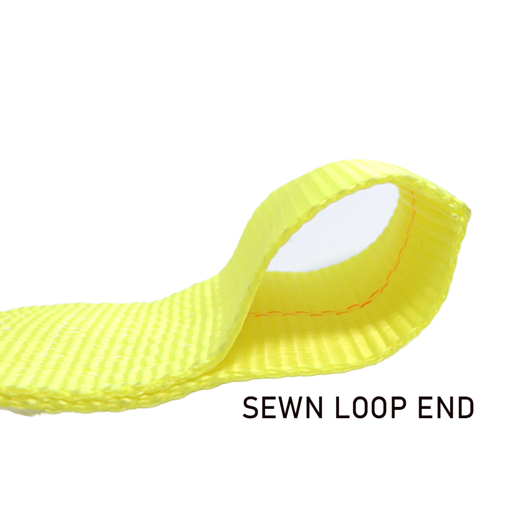4" x 5' Roll-Off Container Straps with Extra Large Flat Hook and Sewn Loop End
