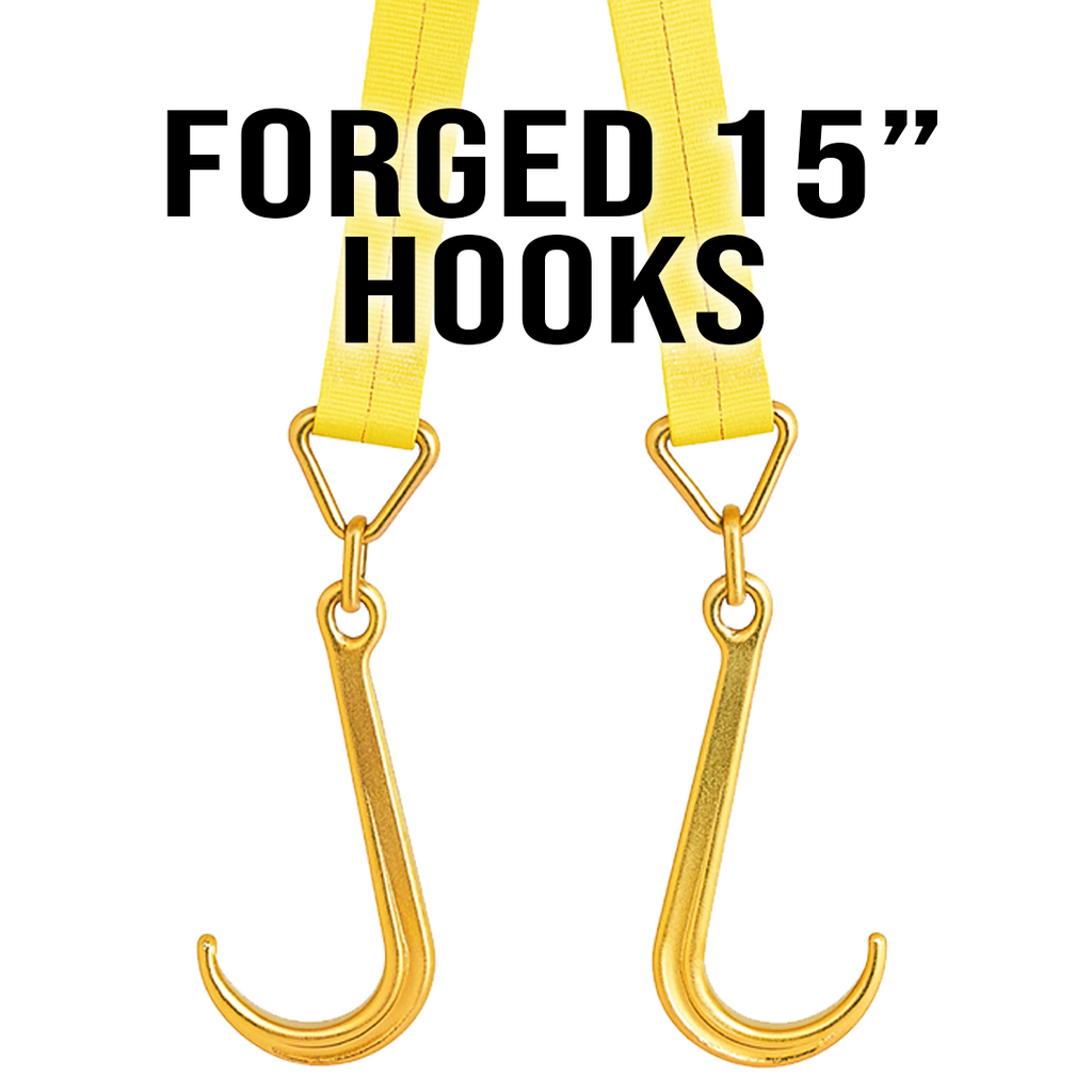 Boxer V-Flex TitanHook Precision V-Bridle Strap with 15" Forged Towing J Hook