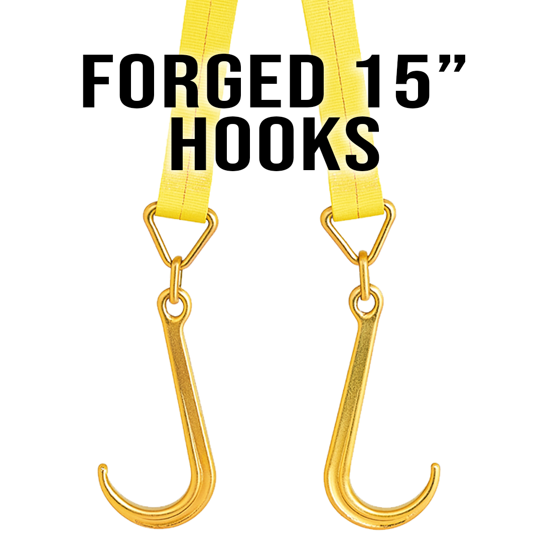 Boxer V-Flex TitanHook Precision V-Bridle Strap with 15" Forged Towing J Hook