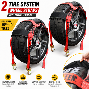 Boxer EliteGrip Pro 2" x 8' Premium Wheel Basket Tire Holder with Swivel J Hooks and High-Performance Rubber Sleeves - 0