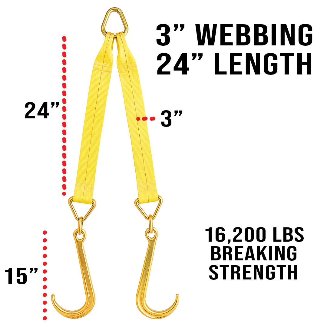 Boxer V-Flex TitanHook Precision V-Bridle Strap with 15" Forged Towing J Hook