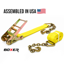 Boxer 4" x 30' USA Assembled Heavy-Duty Pro Ratchet Strap - Grade 70 Forged Chain Hooks - 16,200 lb BS - Double Locking Buckle - 20,000 lb Webbing-2
