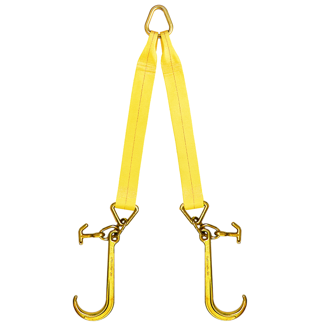 Boxer Ultimate Power 3" x 36" V-Bridle Towing Tie-Back Strap with 15" Forged Tow Hook and T Hook