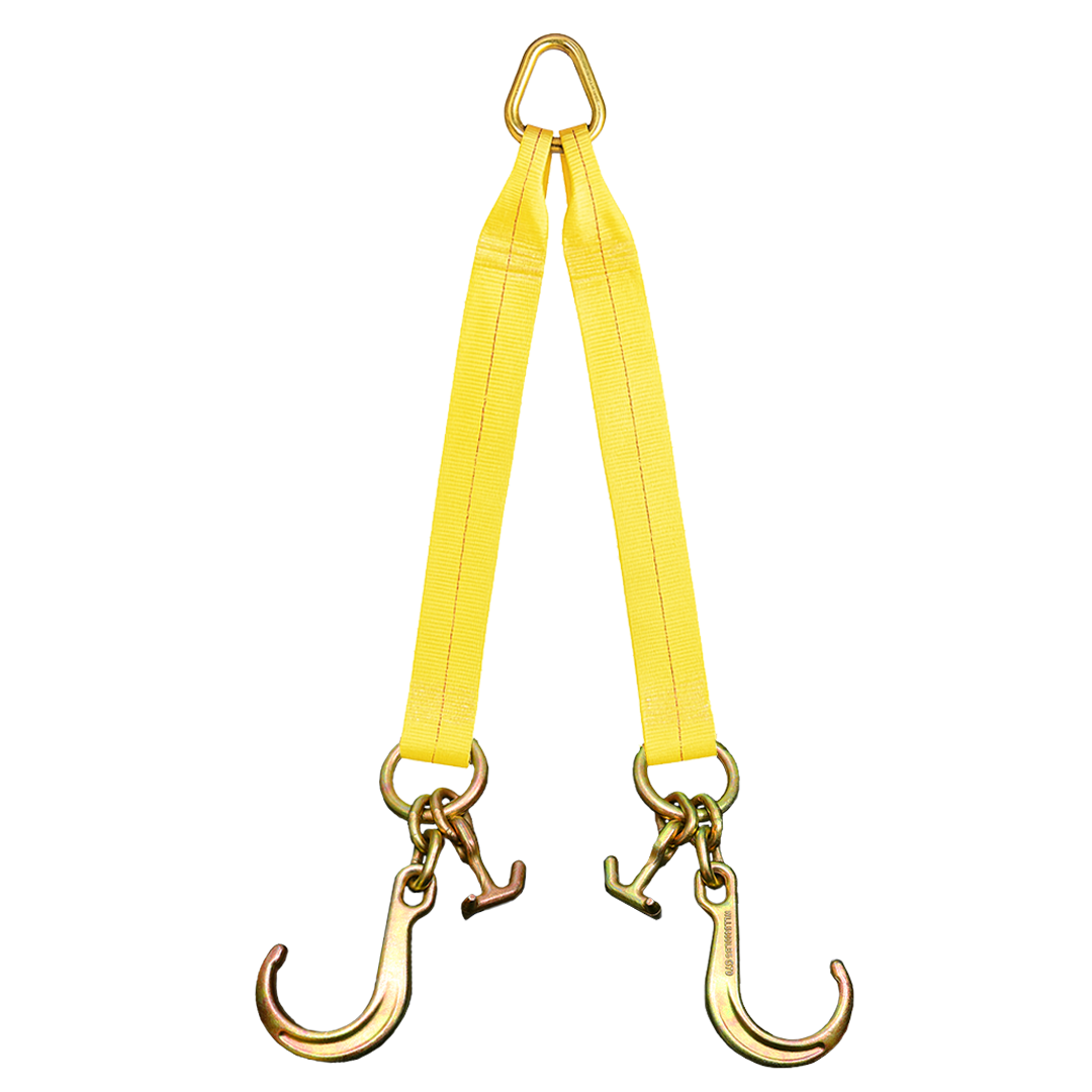 Boxer High-Strength V-Bridle Strap with Yellow Chrome Finish, 8" J Hook, and Versatile T Hook