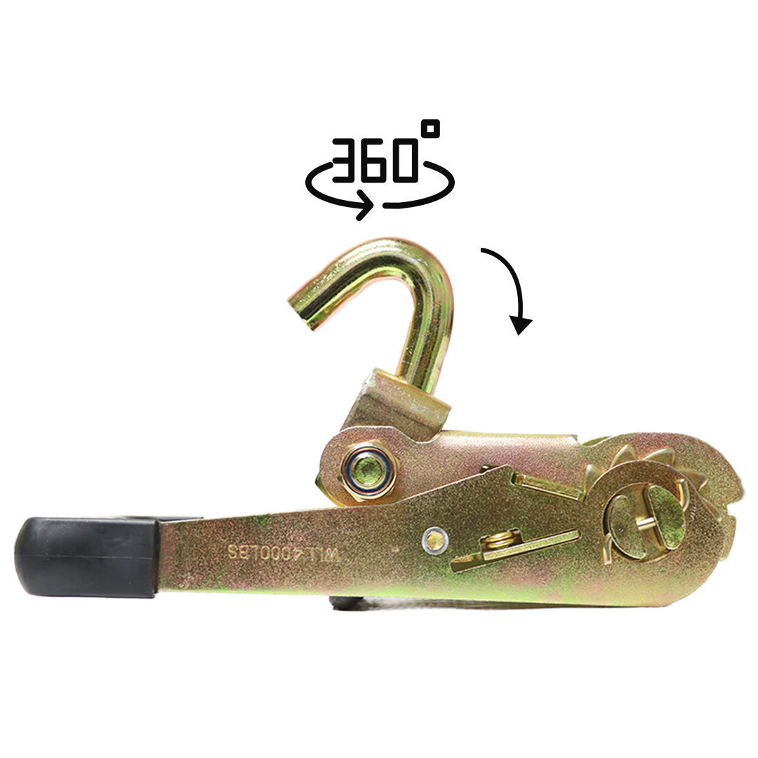 1.5" Swivel J-Hook Tie Down Attachment Hook - 6,600 lbs. Breaking Strength, Yellow Chrome