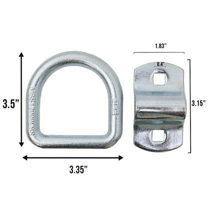 Heavy Duty 1/2" Forged Lashing D Ring with Bolt-On Mounting Bracket