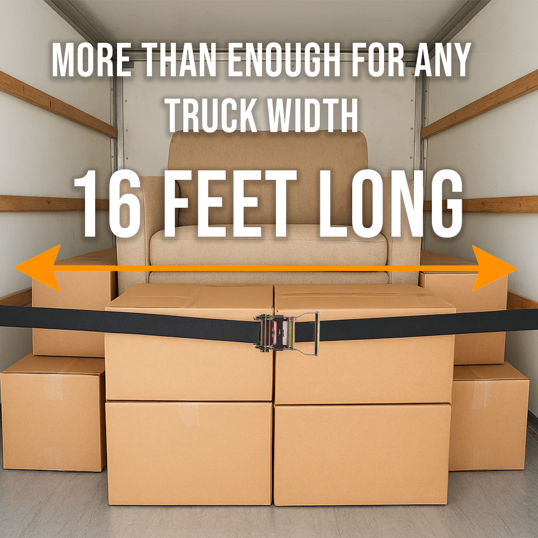 2" x 16' Ratchet Buckle Logistic Tie-Down for Wood Slat Box Trucks – 1,200lb WLL