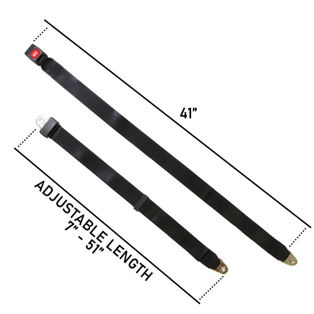 Universal 2-Point Go Kart & Golf Cart Seat Belt Harness Kit - Mounting Hardware Included (Set of 2)