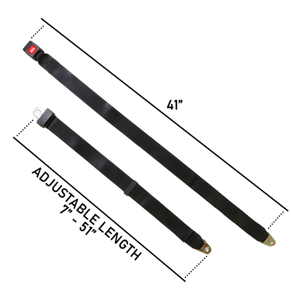 Universal 2-Point Go Kart & Golf Cart Seat Belt Harness Kit - Mounting Hardware Included (Set of 2)