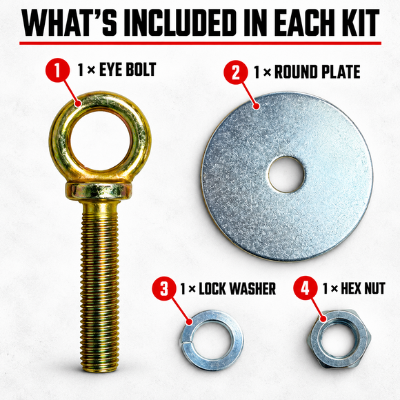 BoxerTool 3" Long Eye Bolt Kit - 7/16" Thread