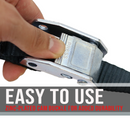 Boxer SecureMax Pro Ultra-Grip 1 1/2" x 6' Cam Buckle Motorcycle Soft Tie Straps with Carabiner Snap Hooks-5