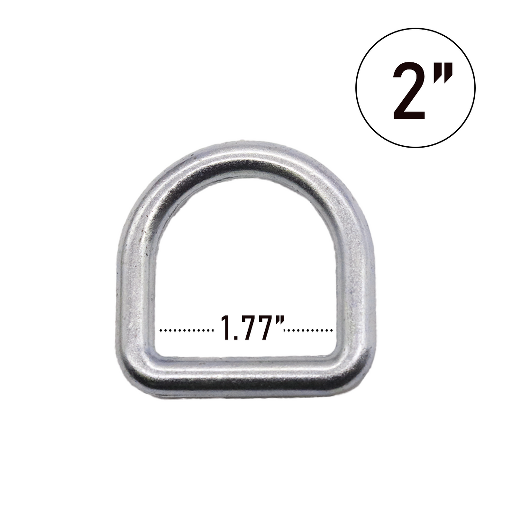 2 Inch Heavy Duty D-Ring - 11,000 lbs Breaking Strength, Welded Alloy Steel, Zinc Plated/Black, for Lasso Tie Downs, Auto & Towing Straps