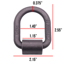 Heavy Duty 3/8" Weld-On Forged Lashing D-Ring Set with Mounting Bracket, 5,000lbs Breaking Strength-4