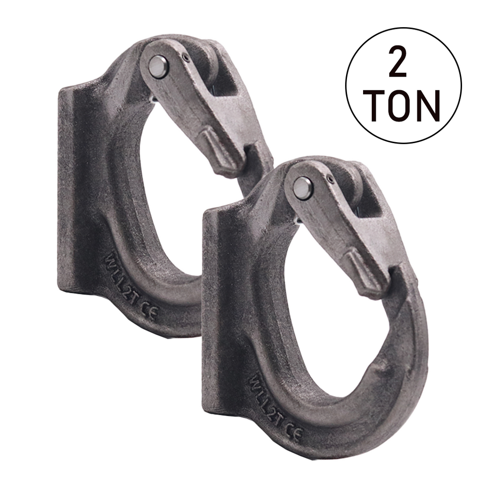 Heavy-Duty 2-Ton Weld-On Forged Anchor Hooks with Safety Latch - G80 Construction