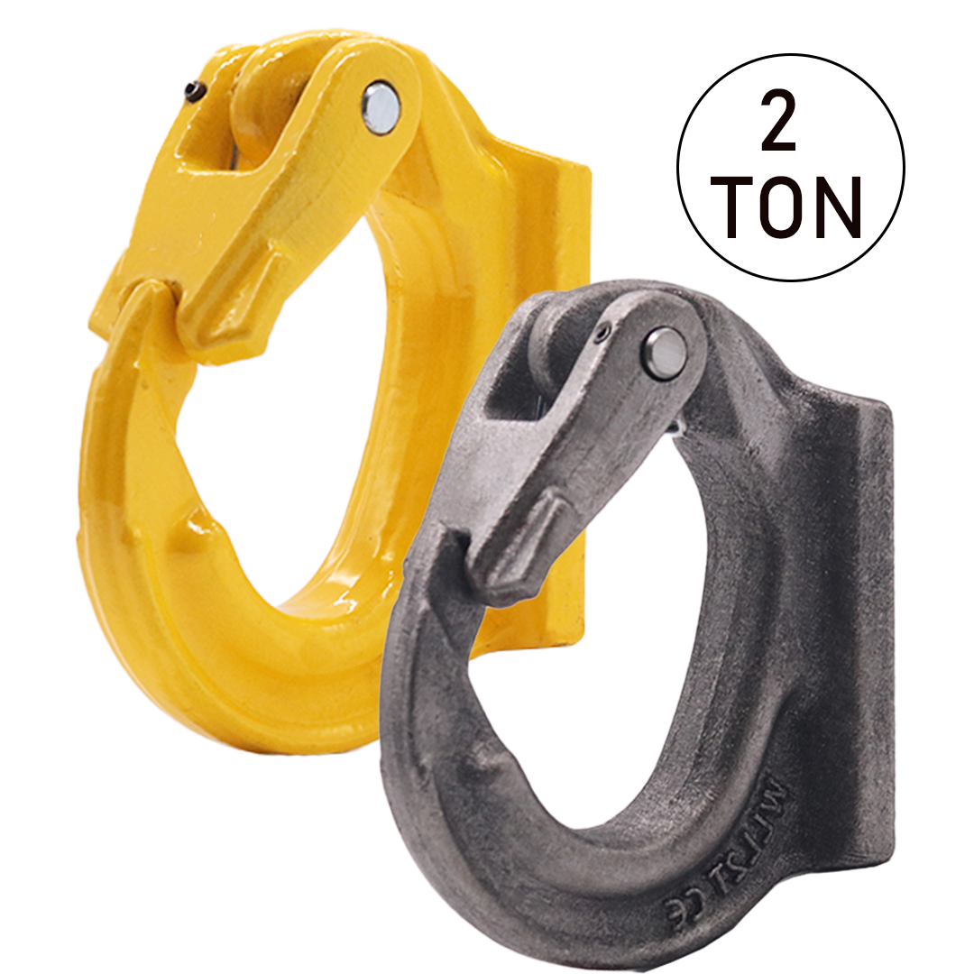 Heavy-Duty 2-Ton Weld-On Forged Anchor Hooks with Safety Latch - G80 Construction