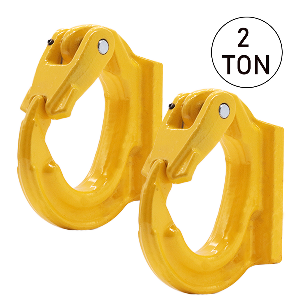 Heavy-Duty 2-Ton Weld-On Forged Anchor Hooks with Safety Latch - G80 Construction