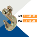 Heavy-Duty 1/2" Forged Clevis Grab Hooks - 51,000 lbs. Breaking Strength-4