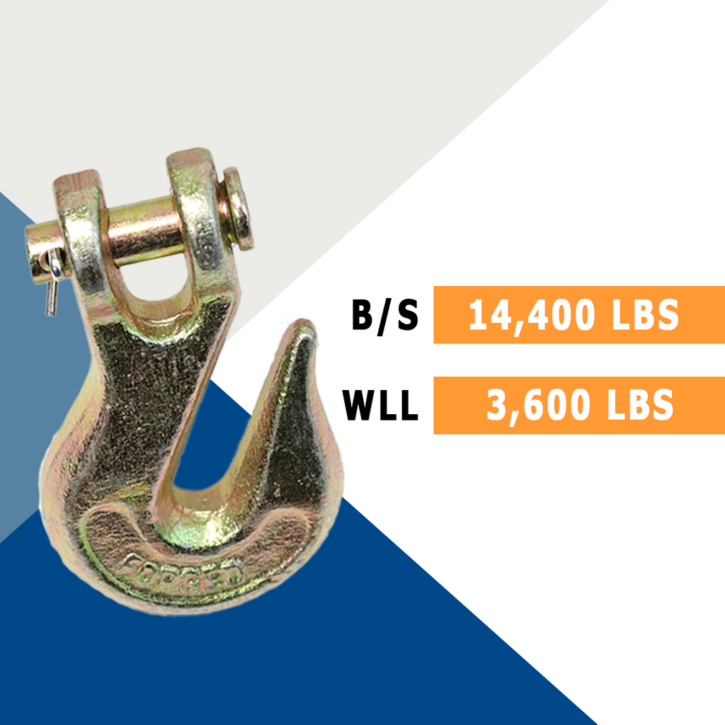 Heavy-Duty 1/4" Forged Clevis Grab Hooks - 14,400 lbs. Breaking Strength