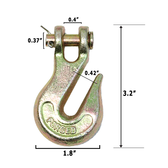 Heavy-Duty 1/4" Forged Clevis Grab Hooks - 14,400 lbs. Breaking Strength