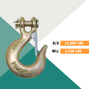 Heavy-Duty 1/4" Forged Clevis Hook with Safety Latch: Grade 70 Steel, Yellow Chrome Finish, 4x Breaking Strength-3