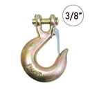 Heavy-Duty 3/8" Forged Clevis Hook with Safety Latch: Grade 70 Steel, Yellow Chrome Finish, 4x Breaking Strength-1