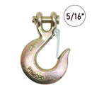 Heavy-Duty 5/16" Forged Clevis Hook with Safety Latch: Grade 70 Steel, Yellow Chrome Finish, 4x Breaking Strength-1