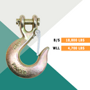Heavy-Duty 5/16" Forged Clevis Hook with Safety Latch: Grade 70 Steel, Yellow Chrome Finish, 4x Breaking Strength-3