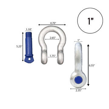 Galvanized Finish 1" Forged Screw-In Anchor Shackle Set: Heavy-Duty and Versatile Anchoring Solution