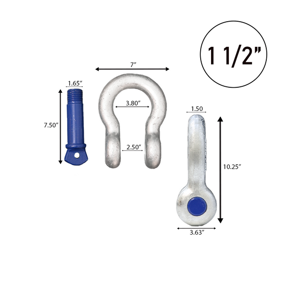 Galvanized Finish 1 1/2" Forged Screw-In Anchor Shackle Set: Heavy-Duty and Versatile Anchoring Solution