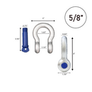 Galvanized Finish 5/8" Forged Screw-In Anchor Shackle Set: Heavy-Duty and Versatile Anchoring Solution-1