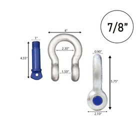 Galvanized Finish 7/8" Forged Screw-In Anchor Shackle Set: Heavy-Duty and Versatile Anchoring Solution